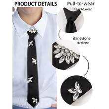 1pc Unisex Rhinestone Tie, Adjustable Fashionable & Elegant Tie Suitable For Shirts, Suits, T-Shirts - Multicolor - View 3