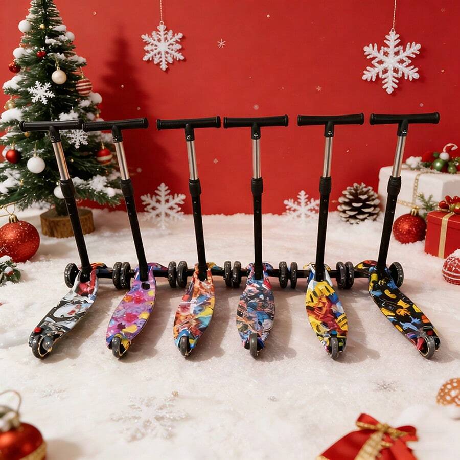 Regalo Navideño Niños  Patinete 3 Ruedas Ruedas Luminosas Vibrantes Equilibrado Ambiente Festivo Navideño Juguete Exclusivo