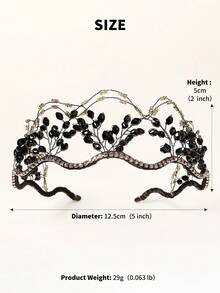 1 件女士时尚简约百搭水晶串珠发带，适合婚礼、典礼、节日等场合头带发带发箍 - 銀色 - 查看 4