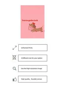1pc Frameless Valentine's Day Dachshund Decor Pink Art Cute Pet Poster Heart Theme Animal Wall Decor, Suitable For Bedroom, Dorm, Nursery, Living Room, Party Decoration - Multicolor - View 5