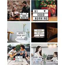 Letrero Luminoso Cine Caja de Luz A5 con 192 Letras Números Símbolos Emoticonos Decorativas Cinema Light Box Decoración para Habitación Tienda Cumpleaños Navidad Bodas Oficina Eventos(Rosa)(default) - Multicolor - Ver 4