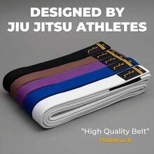 Gold BJJ Jiu Jitsu Belt - Cinturones premium con barra de rango para rayas - Aprobado por la competencia IBJJF - Blanco - Ver 4