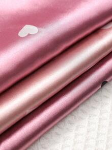 Women's Heart Print Silk Short Sleeve Pajama Set, Sleepwear & Loungewear - Multicolor - View 5