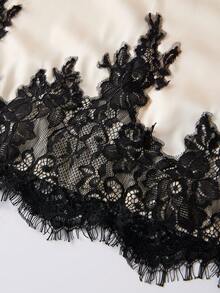 Women Patchwork Lace Mid Skirt Elegant A-Line Mid Rise Skirts For Summer Spring Fall - 香檳色 - 查看 4