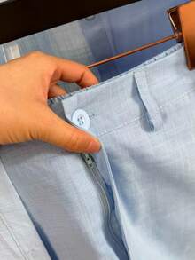 Linen Shirt And Shorts Set (2 Pieces) - Light Wash - View 3