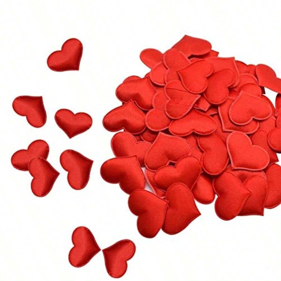 zxr 500 piezas de 35 mm de tela de satén romántica con pétalos de corazón confeti boda mesa cama corazón pétalos de boda decoración de San Valentín125 - Rojo - Ver 1