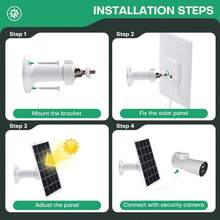 Panel solar portátil de 3W, adecuado para cámaras de ; Panel solar de vidrio monocristalino de 5V y 360° ajustable, adecuado para timbres, luces y ventiladores de exterior. - Blanco - Ver 5