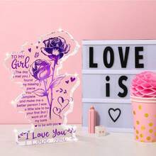 Purple Acrylic "I Love You" Best Girlfriend Gifts, Christmas, Valentine's Day, Birthday Gifts For Her - Transparent - View 4