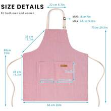 2 Pack Adjustable Bib Apron With 2 Pockets Chef CooFKing Kitchen Restaurant Aprons For Women Men,Blue/RedPinstripes - 藍/紅細條紋 - 查看 4