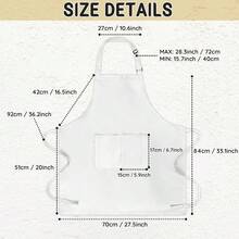 Chef Apron For Men And Women Wash Free Bib Apron With 2 Pockets Water & Oil Proof Adjustable Aprons,White - White - 查看 6