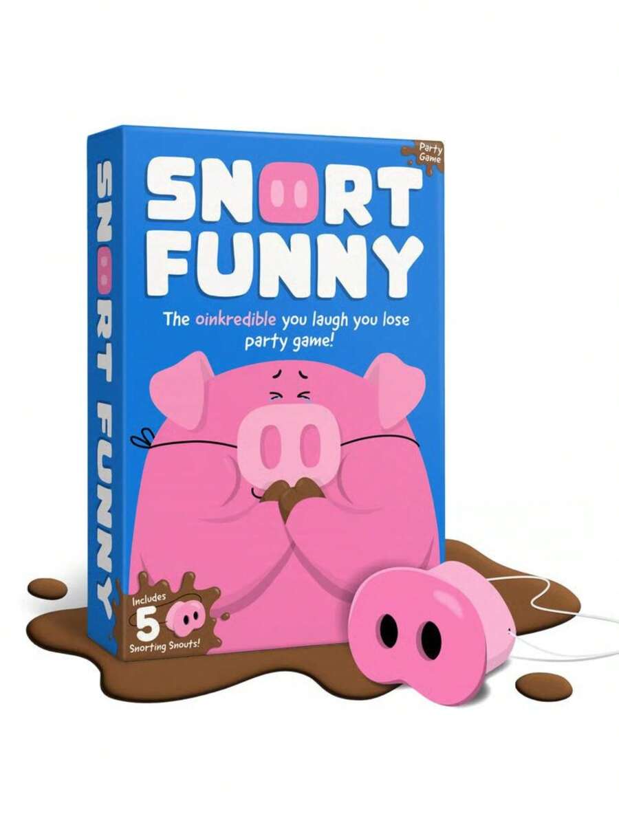5-Piece Snorting Snouts & Card Set: Snort Funny – The Oinkcredible You Laugh You Lose Party Game, Perfect Christmas Girl Gift For Lively Girl Gathering Activities - 5個豬鼻子+卡片 - 查看 1