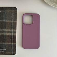 New High-End Simple Solid Color Liquid Silicone Case For Apple 16 Pro Max  13 Full Coverage 14 New 12 Pro Soft 15 Pro Max Shockproof Protective Cover - 紫色 - 查看 3