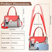 Small Purses And Handbags For Women Fashion Teenage Girls Crossbody Bag Lightweight Shoulder Bag Plaid Pattern Satchel - Đỏ - Xem 6