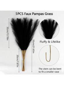 20 cành cỏ lau nhân tạo màu đen cao cấp, dài 55cm, trang trí nhà hiện đại cho phòng khách, bàn tiệc, kiểu cắm hoa khô tối giản, trang trí nhà và bếp phong cách Bohemian, lý tưởng cho đám cưới, tiệc tùng và ngày lễ, trang trí tiệc. - màu đen - Xem 9