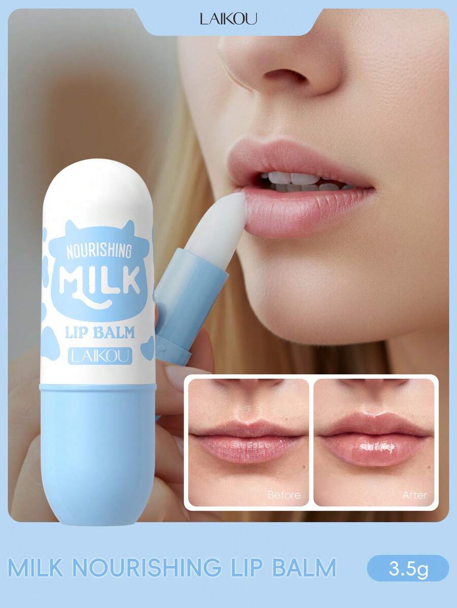 1支莱寇牛奶保湿润唇膏，3.5克，抗皱唇油去角质唇部护理，送女友礼物，化妆品
