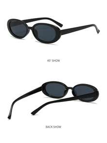1 par de gafas ovaladas retro, ligeras y cómodas, de diseño de moda unisex - Negro - Ver 7
