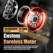 Ambition 1PC Shura-X Wireless Tattoo Machine 3.5/4.0mm Stroke 1-12V Voltage Battery 1800mAh Double Bearing Direct Drive Tattoo Pen - Gold - View 4