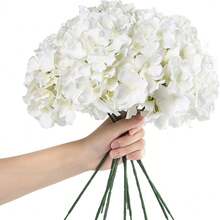 10 cành hoa cẩm tú cầu nhân tạo, lá lụa, thích hợp cho bó hoa cưới, cây xanh trang trí, cây lụa/nhựa, bó hoa cưới tự làm, tiệc tùng, phòng khách, nhà bếp, sân vườn, khách sạn, văn phòng, quà tặng ngày Valentine, trang trí Lễ Tạ ơn, vòng hoa tự làm, quà tặng, vật trang trí trung tâm bàn ăn. - trắng - Xem 9