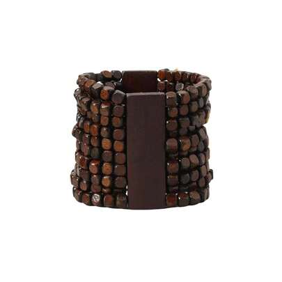 Stretch Wooden Beads Cuff Bracelets Multi Layered Natural Wood Beads Chunky Bangle Wooden Handmade Wide Bracelets Bohemia Jewelry For Women Men,A