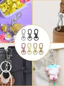 100 Rotating Lobster Buttons With Iron Key Rings, 50 Keychains, 50 Key Rings, DIY Handicrafts Suitable For Both Men And Women, Valentine's Day Gifts, 1.22 Inches / 31 Millimeters - Gold - View 6