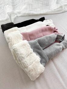 2 Pairs Girls' Thick Thermal Lined Tights, Solid Color Simple Style, Warm For Outdoor Wear In Winter, Infant & Toddler Leggings - Multicolor - View 1