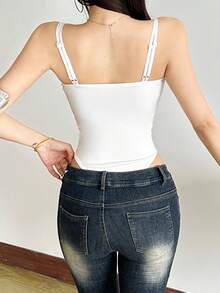 Dazzle Top Solid Color Sexy V-Neck Mesh Patchwork Bodysuit, Slim Fit