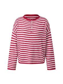 Women Knit Sweater Long Sleeve Button Closure Solid/Stripes Pullover Warm Sweater For Fall Winter - Burdeos - Ver 7