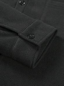 Men's Polar Fleece Shirts Coats, Old Money Style Thick Material Button Up Long Sleeve Shack,Loose Fit Unisex Black Shirts,Suitable For Couples & Evening Out, Perfect Boyfriend,Husband,Son's Gift - Black - View 6