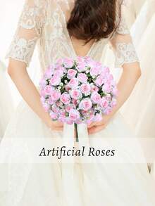 Artificial Rose, Silk Flower Bouquet Decor, Suitable For Home, Office, Party And Wedding Decoration (Red)