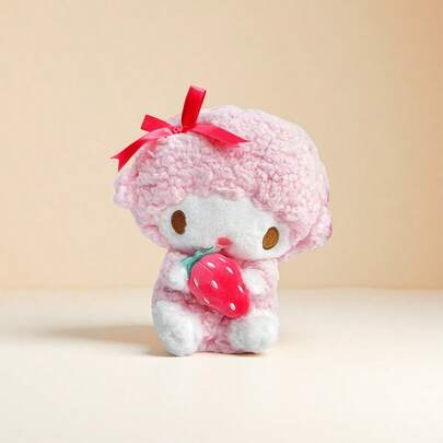 Miniso 1pc Sanrio My Melody Plush Strawberry Piano Figurine, Made Of High Elastic Curly Hair Material, Signature Pink Design With Strawberry Decor, Suitable Size For Home Decor And Holiday Gift, Ideal For Valentine's Day Gift