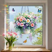 1/2片装 春季花盆窗贴 蝴蝶静电贴纸 彩虹棱镜效果 防晒防紫外线 家居办公玻璃表面装饰 DIY艺术工艺用品 - 彩色 - 查看 1