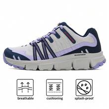 Skechers 女款戶外登山鞋，吸震穩定攀爬跑步運動鞋，運動休閒鞋 - 海軍藍色/紫色 - 查看 1