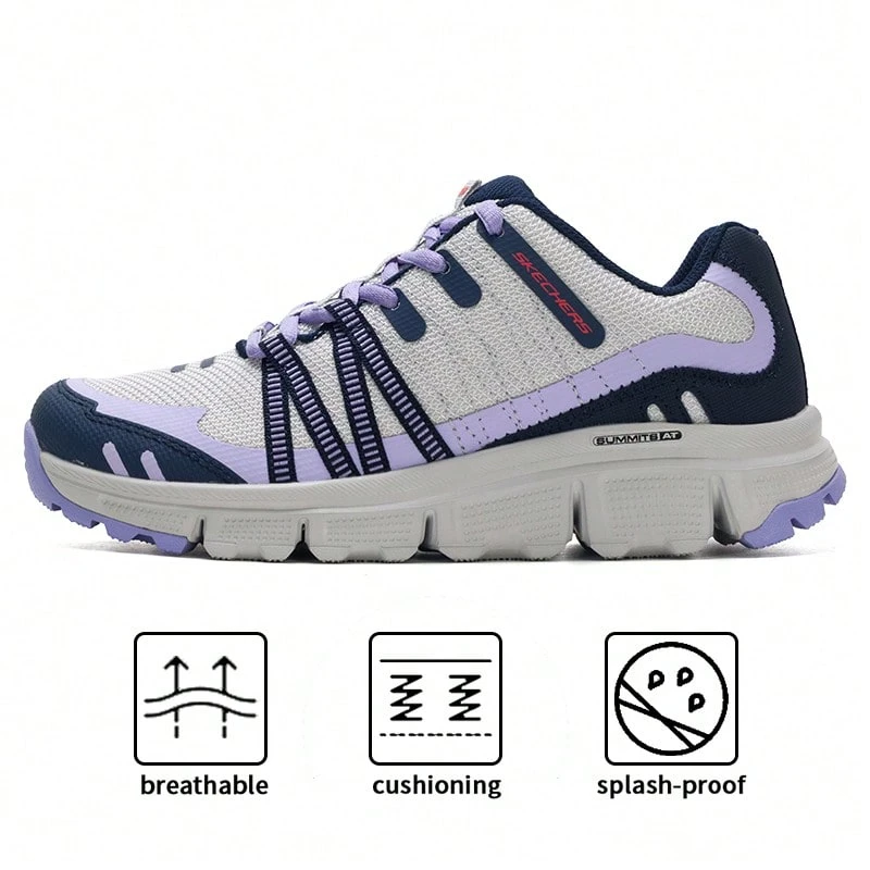 Skechers 女款戶外登山鞋,吸震穩定攀爬跑步運動鞋,運動休閒鞋 - 海軍藍色/紫色 - 查看 1