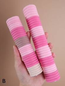 18/10 chiếc dây buộc tóc màu hồng, kiểu công chúa dễ thương, dây buộc tóc co giãn cao, bền và không gây hư tổn tóc, kẹp tóc tối giản, phù hợp sử dụng hàng ngày và đi học. - Nhiều màu - Xem 2