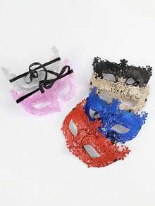 12个/6个/1个 优雅威尼斯化妆舞会面具，带闪光粉半脸面具，适用于表演、角色扮演、万圣节、狂欢节派对装饰和节日服装