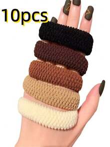 10pcs/Pack Multi-Color Hair Ties, High Elasticity, Hair-Friendly, Casual Street Style For Women, Elegant Stretch, Seamless Design, Perfect For Daily Ponytail, Makeup, Shower, Washing Hair, Commute, Workout, Vacation, School Party, Holiday Gifts. Essential Hair Accessories For Women, Suitable For All Seasons (Spring, Summer, Autumn, Winter). Hair Ties, Hair Ties, Hair Accessories ,Hair Elastics ,Hair Rubber Bands ,Scrunchies ,Hair Rope ,Elastic Hair Tie Elastic Band - Multicolor - View 9