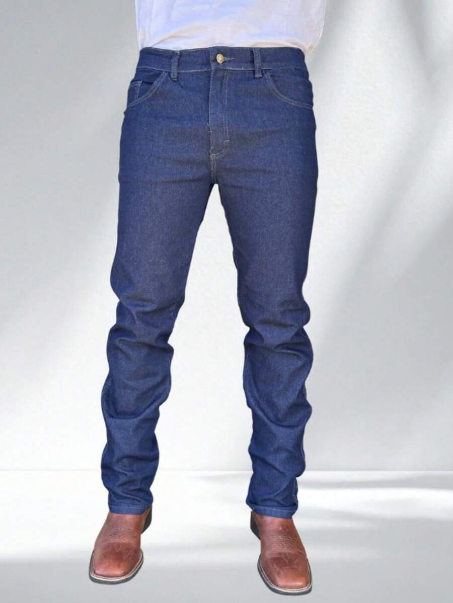 Unglis Men's Work Jeans With Elastane Ref. 115 - Basic, Comfortable And Durable For Work - Blue - View 1