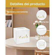 zxr Caja Para Sobres De Boda Caja De Regalo Para Tarjetas Y Dinero Con 10 Tarjetas Incluidas 22x22x22 Cm Papel de alta calidad Ideal Para Bodas Baby Showers Y Eventos Especiales125 - blanco - Ver 3