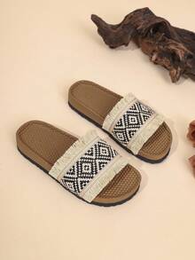 Girls/Kids' Island Tropical Tassel Slip-On Sandals, Summer Outdoor Beach Wear - Camel - View 3