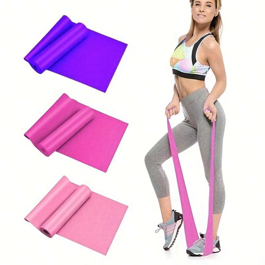 3pcs Pink Ombre Yoga Resistance Bands, Strength Training Stretch Bands, Fitness Elastic Bands, Yoga Resistance Loops - Pink Gradient Yoga Resistance Band - View 1