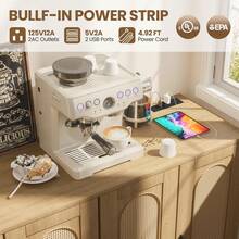 clóset Buffet de ratán con Almacenamiento, aparador con 4 Puertas y estantes Ajustables, Barra de café Consola con estación de Carga, clóset de Madera Boho para Cocina, Sala de Estar y Comedor - Color de la madera - Ver 5