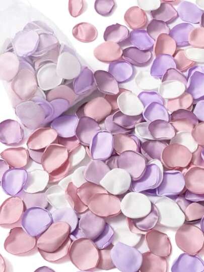 300片仿真丝绸玫瑰花瓣，适用于婚礼求婚 - 紫色粉色，浪漫之夜、花童、新娘送礼会餐桌装饰