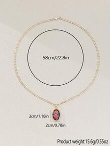 1件双面14K镀金浮雕吊坠项链，圣本笃、圣犹达、耶稣十字架吊坠，适合日常佩戴，基督教宗教饰品，奢华礼品 - 金色 - 查看 3