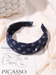 1pc Minimalist Cute Bear Print Fabric Headband, Versatile Daily Wear High Crown Hair Hoop, Washing Face & Hair Accessory - Multicolor - View 13