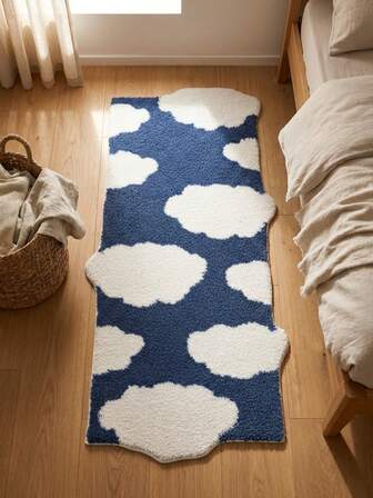 1pc Washable Creative Cloud-Like Faux Wool Decorative Carpet, Suitable For Living Room, Bedroom, Study, Dining Room, Entryway, Soft, Non-Slip, Machine Washable, Foldable, Easy To Clean, Durable, Personalized Home Decor, Holiday Decoration