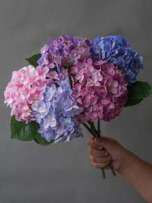 1pc New Hydrangea Artificial Flower, Living Room Decor, Floral Arrangement, Photography Prop - Multicolor - View 4