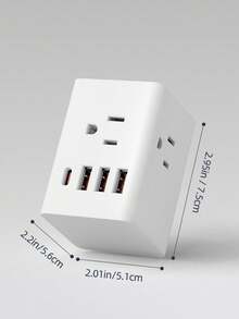 7合1旅行适配器，配备3个交流电源插座、3个USB接口和1个Type-C快充接口，国际通用电源适配器，包含欧标/英标/美标/澳标插头，适用于家庭、办公室、旅行和学习等多种场合。 - 美規B型插(110-127V) - 查看 11