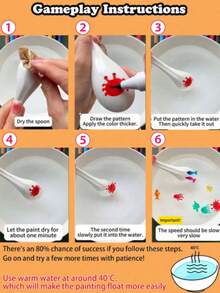 8/10/20pcs Magic Water Color Pens With Spoon, DIY Creative Handicraft, Erasable, Floating Pens, Watercolor, Family Interactive Parent-Child Set - Multicolor - View 3