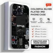 Funda de Teléfono con Patrón Artístico Motivacional para 17,16,15,14,13,12,11,Pro,MAX,plus, Cubierta Negra Mate a Prueba de Golpes - Z5 - Ver 4