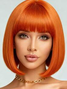 12-Inch Wine Red Bob Wig With Bangs, High Density, Versatile & Fluffy, Suitable For Women, Cosplay & Halloween - Multicolor - View 19